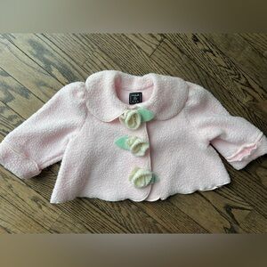 Adorable Pink Fleece Kids Cape with Floral Accents